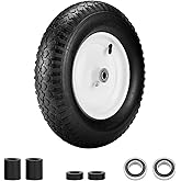 4.80/4.00-8" Air Filled Wheelbarrow Tire,Heavy-Duty Replacement Tire and Inner Tube Set with 3/4 & 5/8 Wheel Bearing and Spacer Kit included,Tubed Tires Non-Slip for Garden Cart Wagon (White)