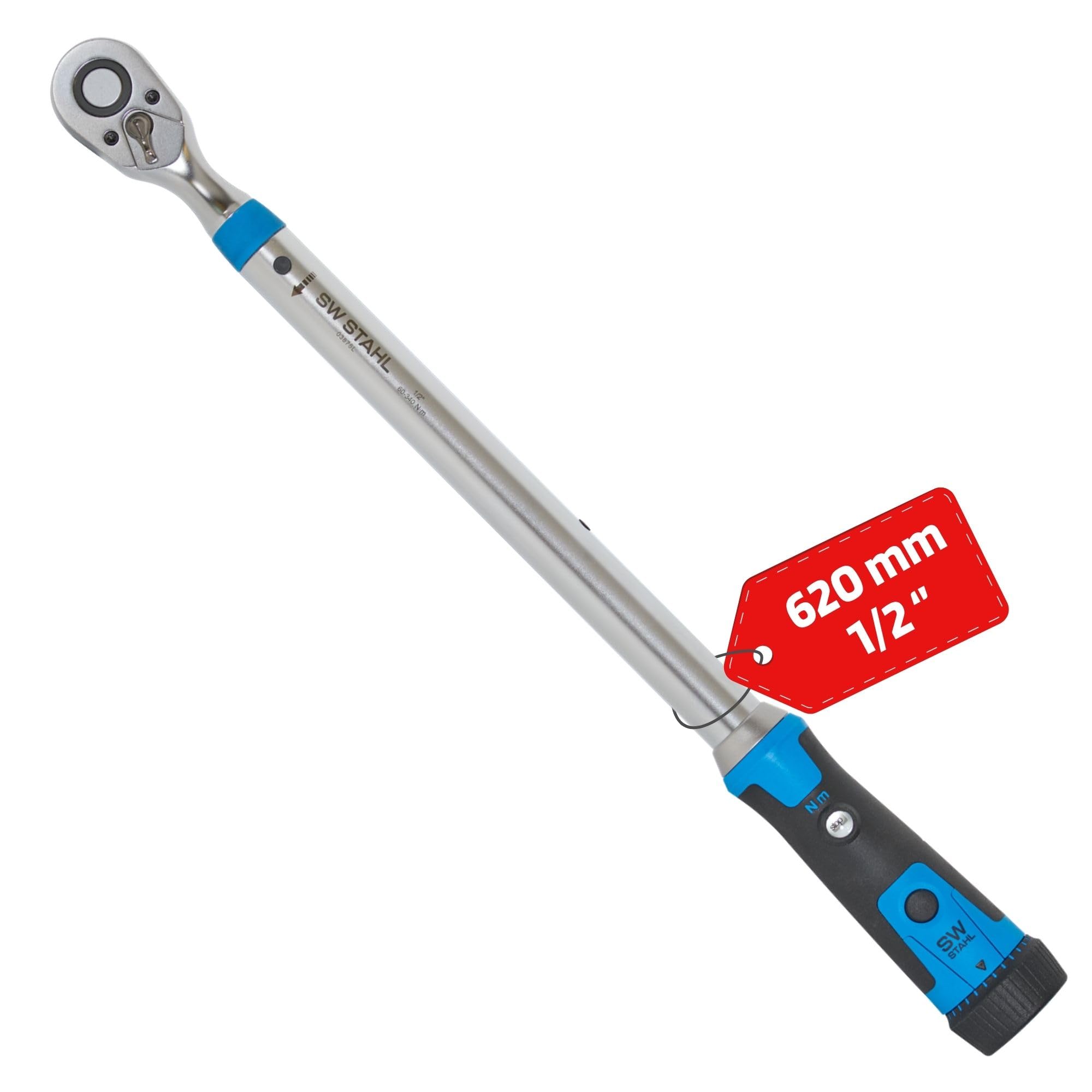 SW-Stahl 03875L Professional Torque Wrench 1/2 Inch 60–340 Nm I Drive Square 12.5 mm (1/2 Inch) Torque Wrench for Tyre Change