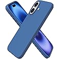ORNARTO Compatible with iPhone 16 Case 6.1", Slim Liquid Silicone 3 Layers Full Covered Soft Gel Rubber Shockproof Phone Case, Protective Cover with Anti-Scratch Microfiber Lining-Blue