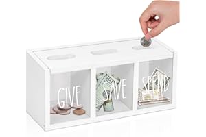 AMEUPHERCY Wooden Piggy Bank for Kids, Money Saving Box for Adults, Kids Banks for Bills and Coins, Boys & Girls Piggy Bank, Visualized Saving Box Boalord for Bedroom, Living Room, Laundry Room, Countertop