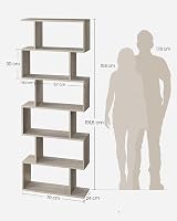 VASAGLE 6-Tier Bookshelf 24 x 70 x 191.6 cm Freestanding Room Divider Greige view 8