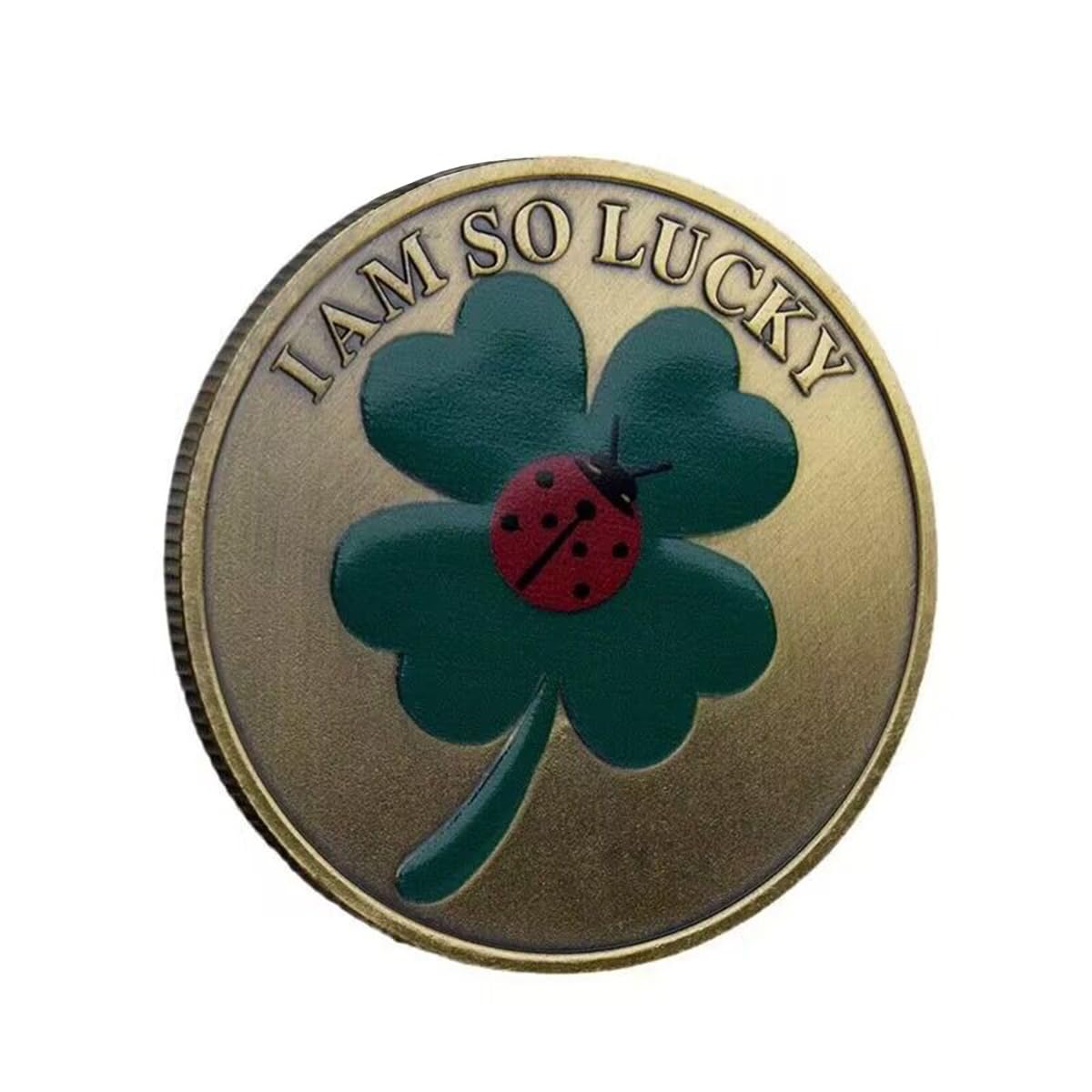 QUEAMBLER Four Leaf Clover Lucky Coin Good Luck Coin Commemorative Coin