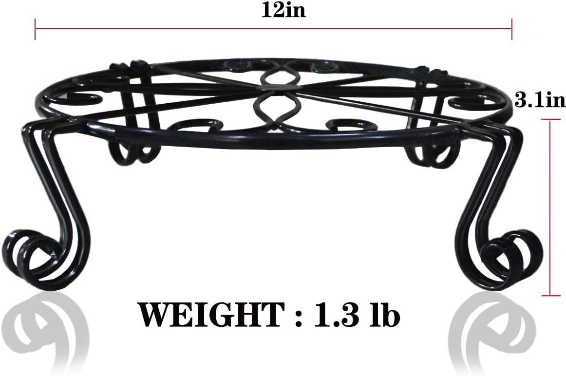 Black Plant Stand for Flower Pot Heavy Duty Potted Holder Indoor Outdoor Metal Rustproof Iron Garden Container Round Supports Rack for Planter Bronze, Pumpkin Stand Outdoor (12 x 3.1 Inches, Black) : Garden & Outdoor