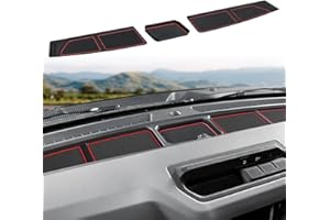 Auovo Dash Cover Tray Compatible with Ford Bronco Accessories 2021 2022 2023 2024 Anti-Slip Silicone Car Dashboard Compartments Mat fit Bronco 2/4-Door Interior Dash Pad Liners 3-pc Set (Red Trim)