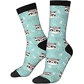 JKJOJIA Raccoon Cute Cartoon Novelty Socks For Men Women, Funny Crazy Crew Socks Casual Dress Socks Gifts