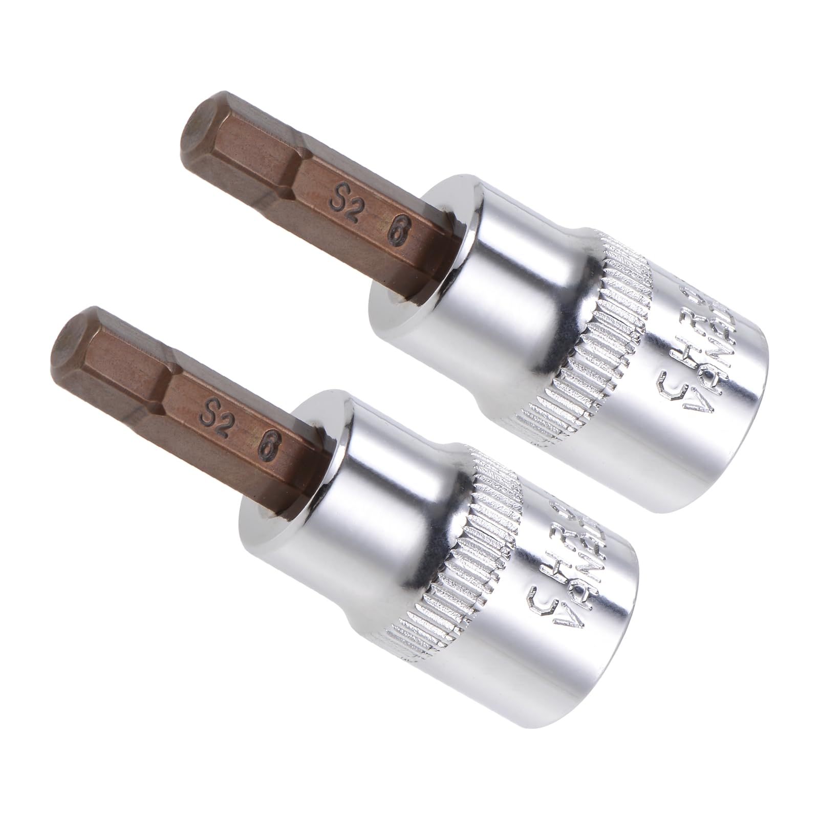 CoCud Hex Bit Socket, Metric H6 (6mm) Bit 3/8" Drive 1.5" Long, S2 Alloy Steel Heat Treated CR-V Socket - (Applications: for Fastener Application), 2-Pieces