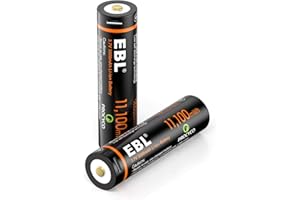 EBL 3.7V Li-ion Rechargeable Batteries 3000mAh 18J Rechargeable USB Lithium Battery for Flashlights, Headlamps, Doorbells, RC Cars (2 Pack)