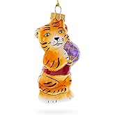 Tiger Cub with Ball Glass Christmas Ornament