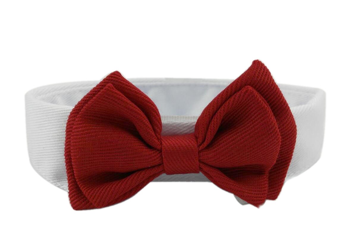Diyafas 2 x Pet Cat Small Dog Necktie Adjustable Cotton Collar Red Bow Tie Formal Bowknot for Puppy Kitten