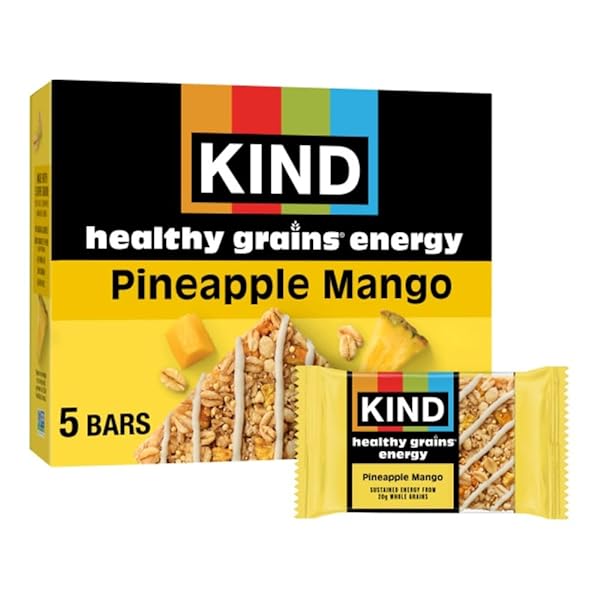 KIND HEALTHY GRAINS ENERGY BARS, PINEAPPLE MANGO, 20G WHOLE GRAINS, MADE WITH SUPER GRAINS, GLUTEN FREE SNACKS, 5 CT, 7.1OZ