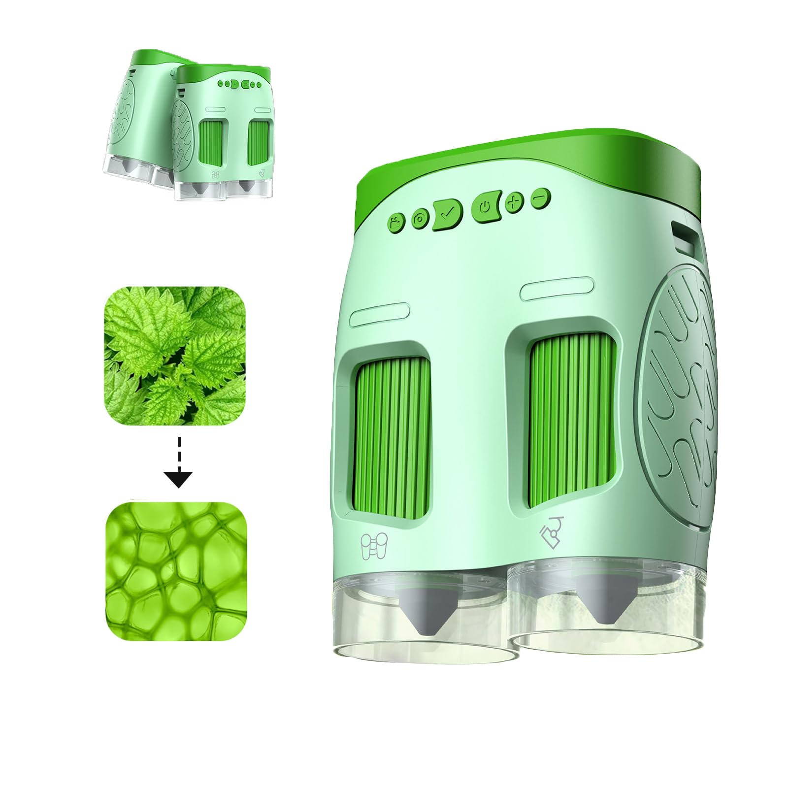 Kids Dual Lens Microscope Binoculars - Handheld High Definition 1000x Telescope - Mini Portable 2 Inch Screen Microscope with LED Light for Students Educational Toys