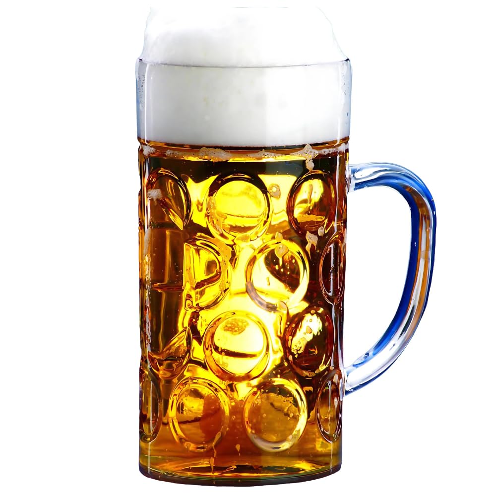 AIOS Schorm Oktoberfest 2 Pint Beer Stein. Made from Virtually Unbreakable SAN Plastic so Much Safer Than Glass.