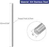 sourcing map M4 x 100mm Fully Threaded Rod 304 Stainless Steel Stud Bar 4Pcs view 2
