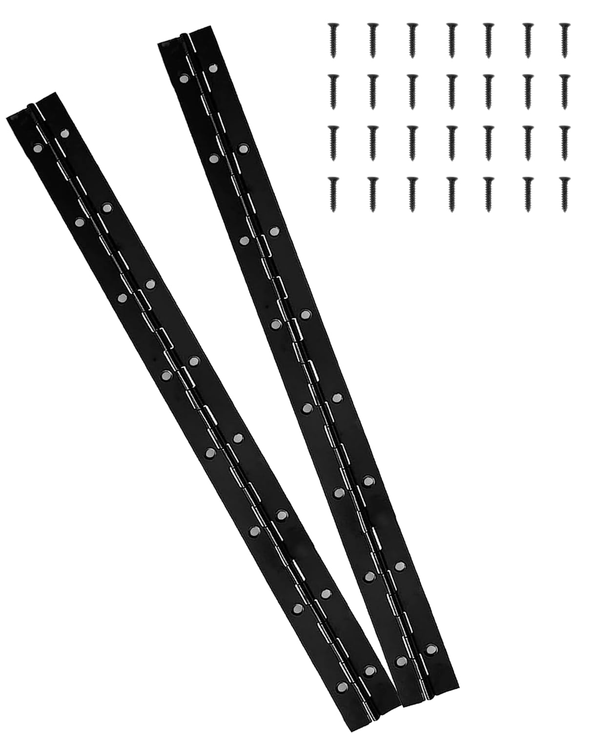 Photo 1 of 16-Inch Black Continuous & Piano Hinges - 2 PCS Heavy Duty Stainless Steel Butt Hinges with Hole - 0.05" Thickness, 1.2" Open Width - Ideal for Folding Cabinet Doors - Includes 32pcs Screws