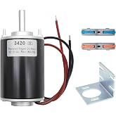 MAKERELE High Torque DC Motor 12V/24V 30W, Short Shaft, 3500/7000RPM | Permanent Magnet Electric Motor, CW/CCW, XD-3420 Type, With Cable Connector and Mount for DIY Generator, Cutting Machine