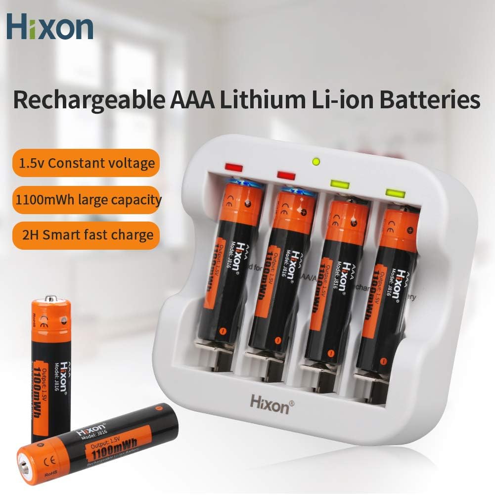Hixon Rechargeable AAA Batteries with Charger,1100mWh AAA Batteries,4 Count 1500 Cycle AAA Lithium Battery - Image 3