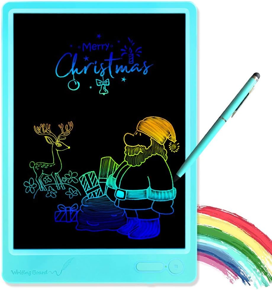 KURATU LCD Writing Tablet 10 Inch Electronic Drawing Pads, Portable Reusable Erasable Ewriter Elder Message Board, Digital Handwriting Pad Doodle Board for School, Fridge or Office (Blue-pro)