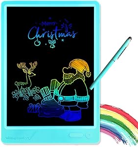 KURATU LCD Writing Tablet 10 Inch Electronic Drawing Pads, Portable Reusable Erasable Ewriter Elder Message Board, Digital Handwriting Pad Doodle Board for School, Fridge or Office (Blue-pro)