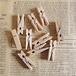jijAcraft 100Pcs Clothespins with String Cords, 1.4