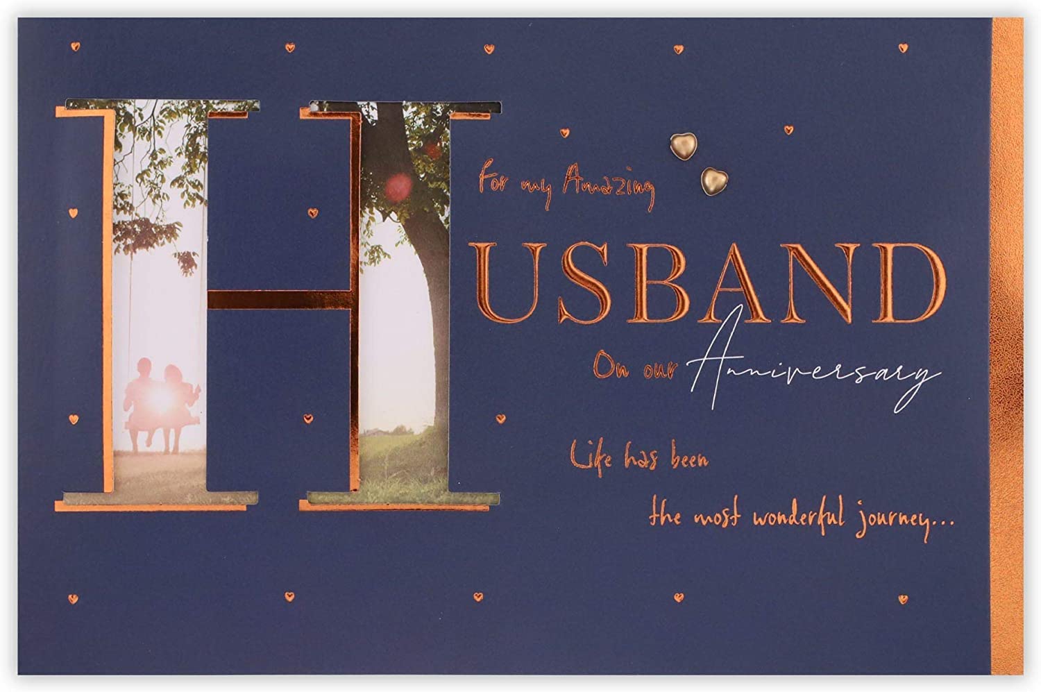 Clintons: Photo Couple on Swing Husband Anniversary Card, Anniversary Card For Husband 229x149mm 1164186 multi