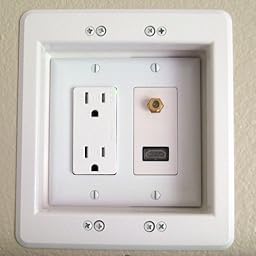 Amazon.com: Arlington TVBU507-1 TV Box Recessed Outlet Wall Plate Kit ...