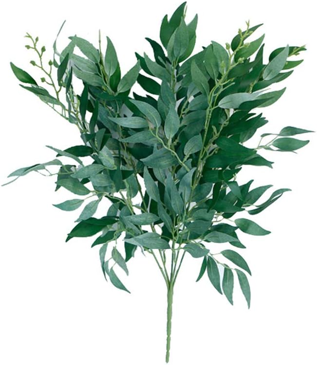 Sanwood 1Pc Artificial White Willow Foliage Leaf for DIY Wedding Bouquets Centerpieces Bridal Shower Party Home Decorations Green