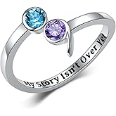 AXOMY Semicolon Ring 925 Sterling Silver Adjustable Zircon My Story Isn't Over Yet Inspirational Jewelry for Women Friends
