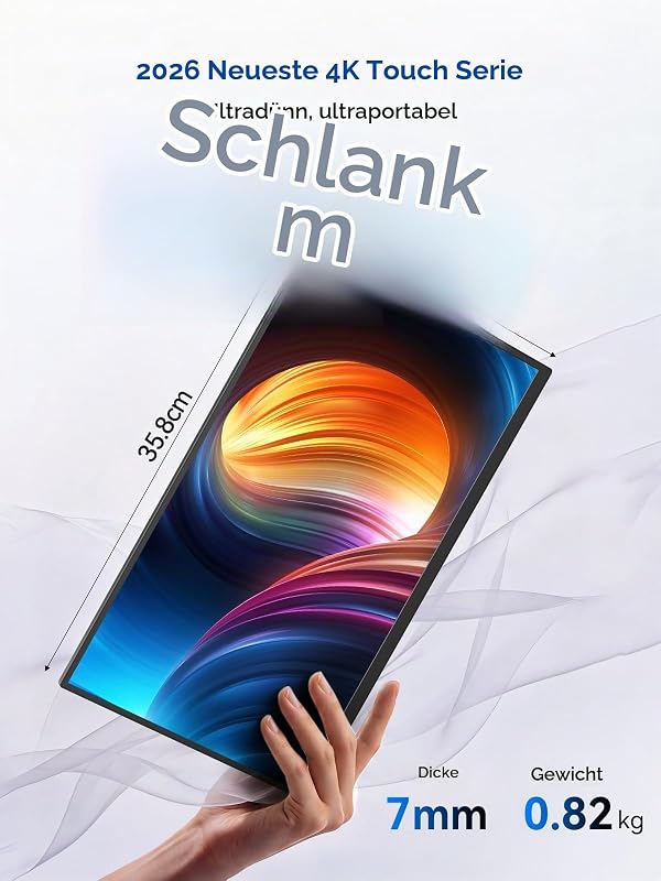 Portable Monitor 4K Touchscreen mit Stift, 15,6 Zoll IPS mit USB‑C