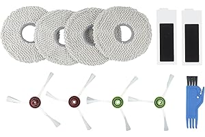 Replacement Accessory Set for Ecovacs, for Deebot T 20, for Omni Vacuum Cleaner with 4 Side Brushes, 2 Filters, 4 Mop Cloths 