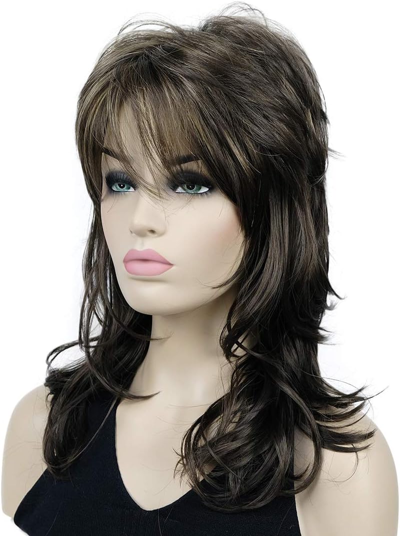 Lydell Long Soft Shaggy Layered Classic Cap Full Synthetic Wig Wigs (8TT124 Brown with Highlights), 18 Inch (Pack of 1) - Image 4