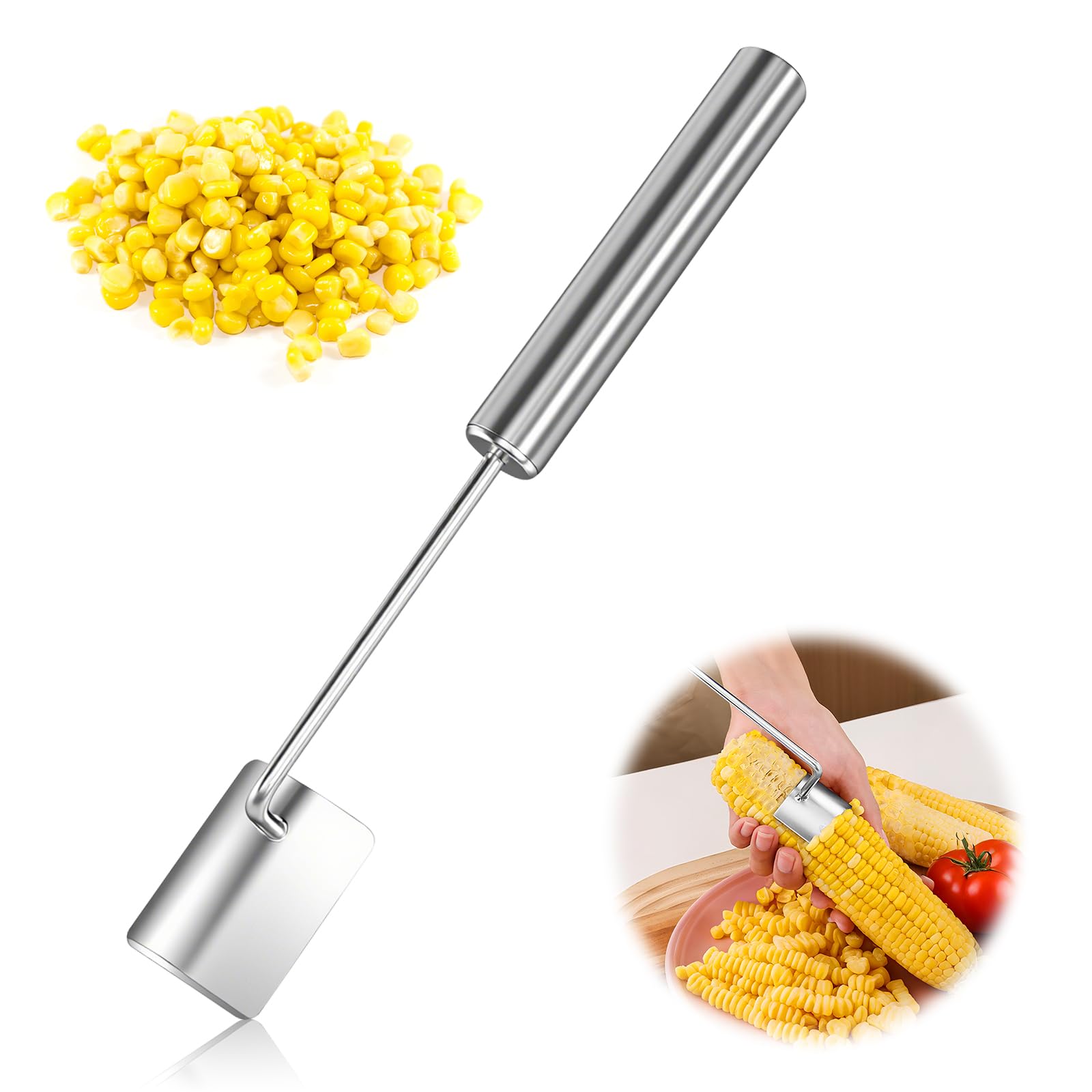 Photo 1 of Stainless Steel Corn Cob Stripper Tool, 2025 Pro Long Handle Corn Peeler for Corn on the Cob Stripper Tool, Corn Stripper for Corn on the Cob Peelers for Kitchen Restaurant Chefs Dining