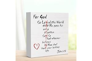 Christian Valentines Day Decorations John 3:16 Bible Verse Valentine's Day Decor for Home Bedroom 5 x 5 inches