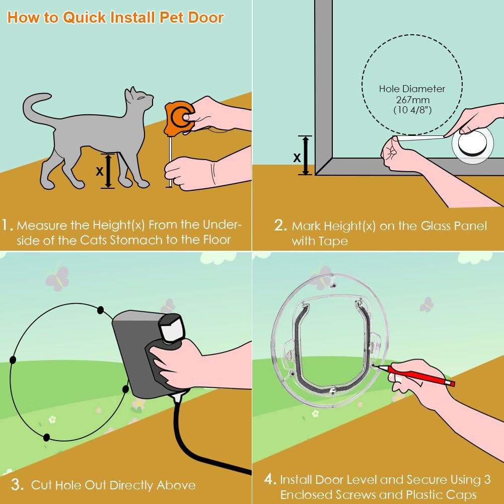TOPINCN Pet Door Cages for Glass Window Door With Flap for All Cats And Small Dogs, Black - Image 5