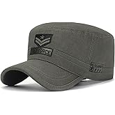 PTDTSHOU Cotton Military Caps for Men Women Unisex Flat Top Hat Adjustable Cadet Army Cap