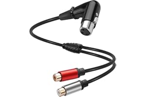 CERRXIAN 90 Degrees 3 Pin XLR Female to 2 RCA Female Y Splitter Adapter Cable Unbalanced XLR to Dual RCA Microphone Stereo Au