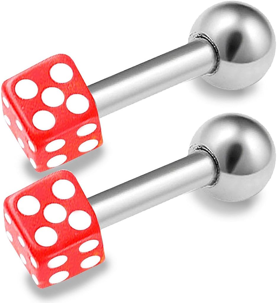 bodyjewellery 2pcs 16g 1/4 Barbell Ear Cartilage Stud Tragus Forward Helix Lobe Stud