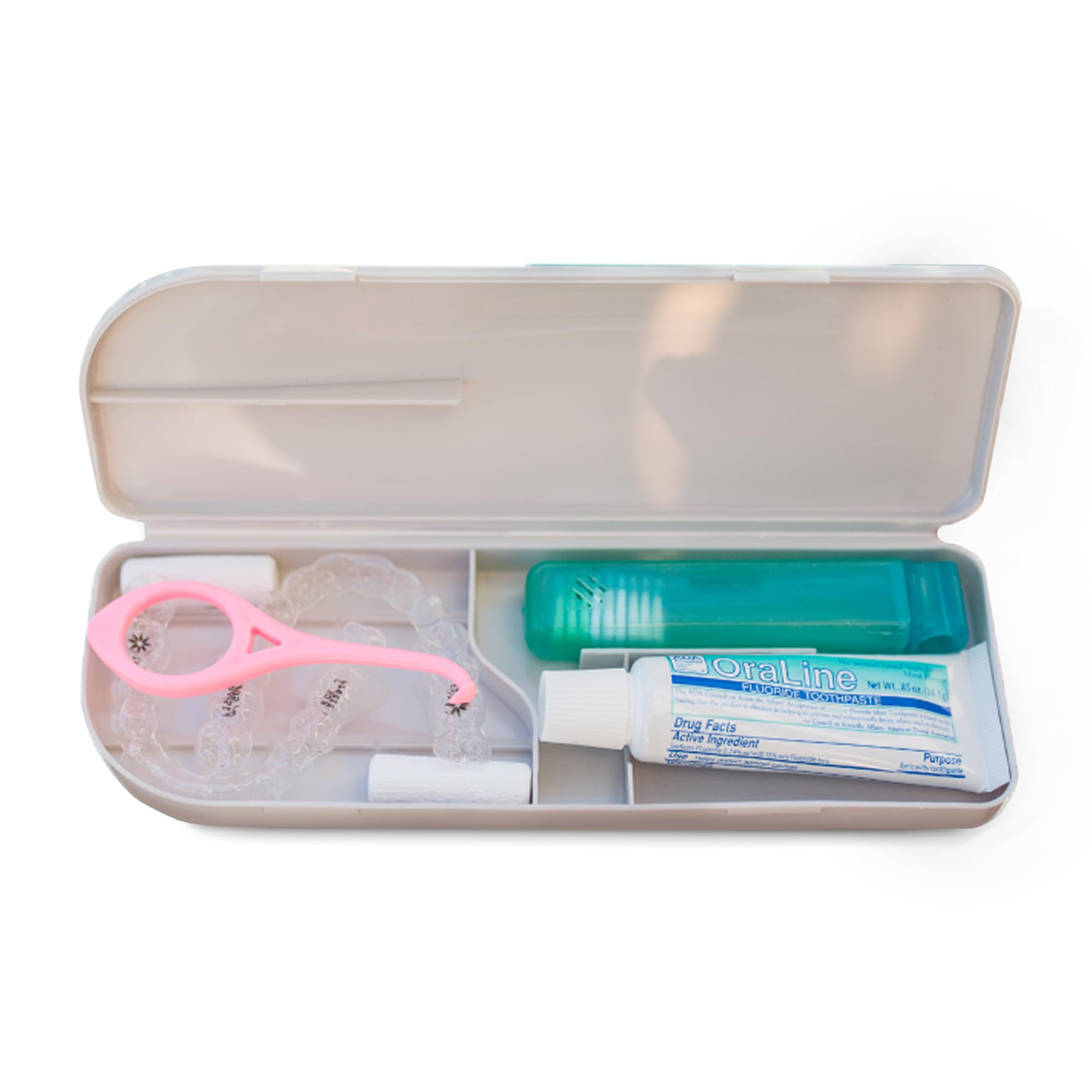 Photo 1 of Capsule Dental - Dental Retainer Travel Case, Silicone Retainer Case for Aligners, Mouthguards, and More, Dental Kit Oral Care Tools with Travel Toothbrush and Aligner Removal Tool