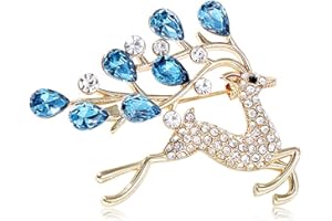 QOCAOFIG Christmas JOY Brooches Pin for Women, Santa Candy Cane Brooch Christmas Gift Jewelry Wreath Reindeer，Christmas Deer Butterfly Elk Crystal Pins