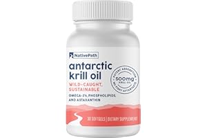 NativePath Wild-Caught Antarctic Krill Oil 500mg - Premium Astaxanthin 200mcg Phospholipid-Bound Omega-3 EPA DHA - Pure Formula GMP Certified Third Party Tested - 30 Softgels