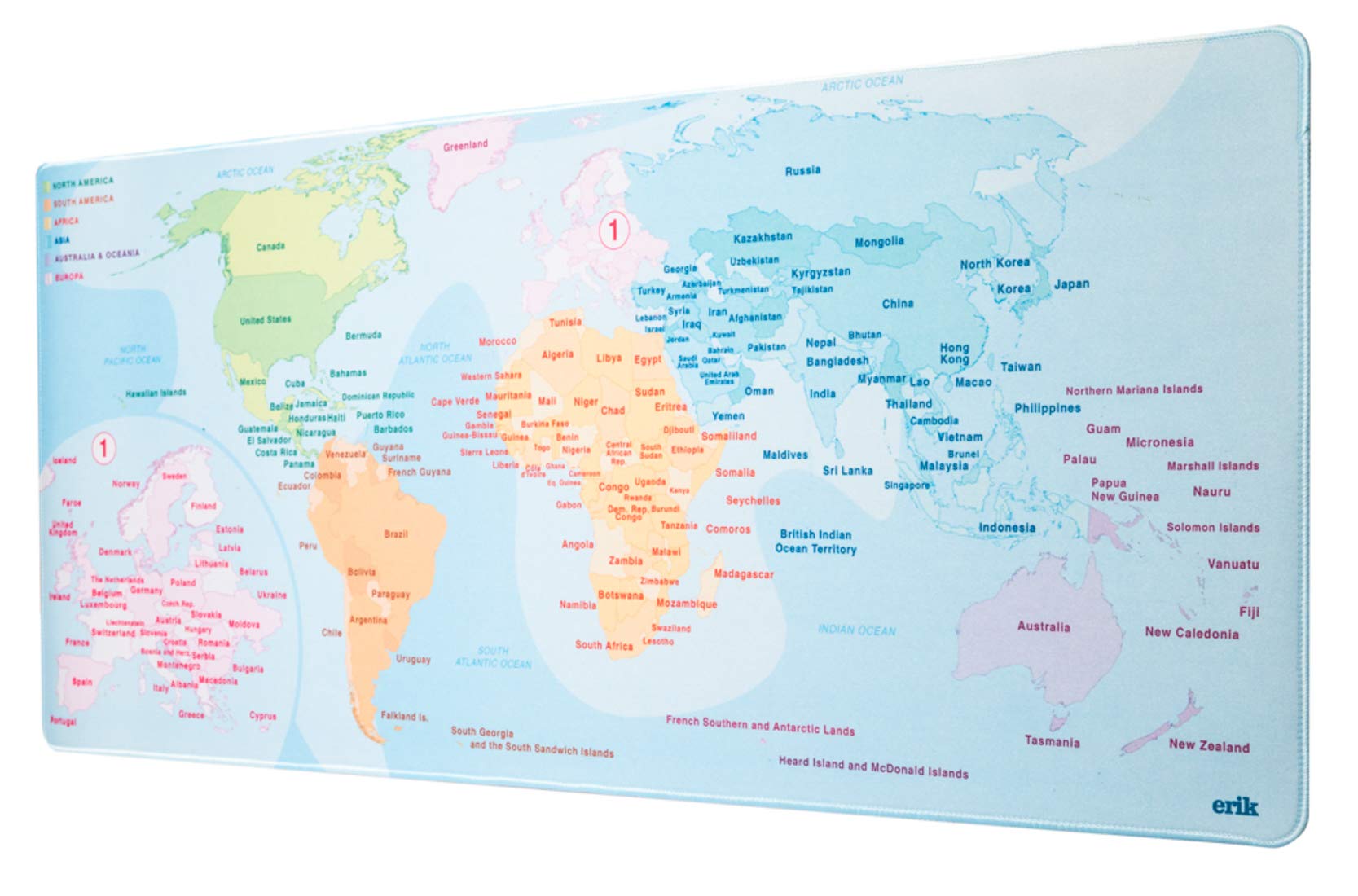 Grupo Erik World Map XXL Mouse Mat - Desk Pad - 31.5" x 13.78" Non-Slip Rubber Base Mouse Pad, Gaming Mouse Pad, Keyboard Mouse Mat - World Map Desk Mat