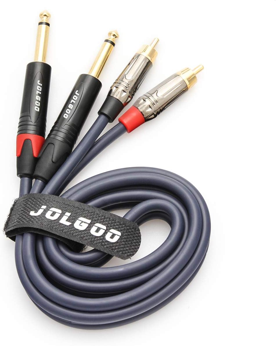 JOLGOO Dual 1/4" TS to Dual RCA Stereo Interconnect Cable, 2 x 6.35mm 1/4 Inch Male TS to 2 RCA Male Stereo Audio Adapter Cable, 3.3 Feet: Home Audio & Theater