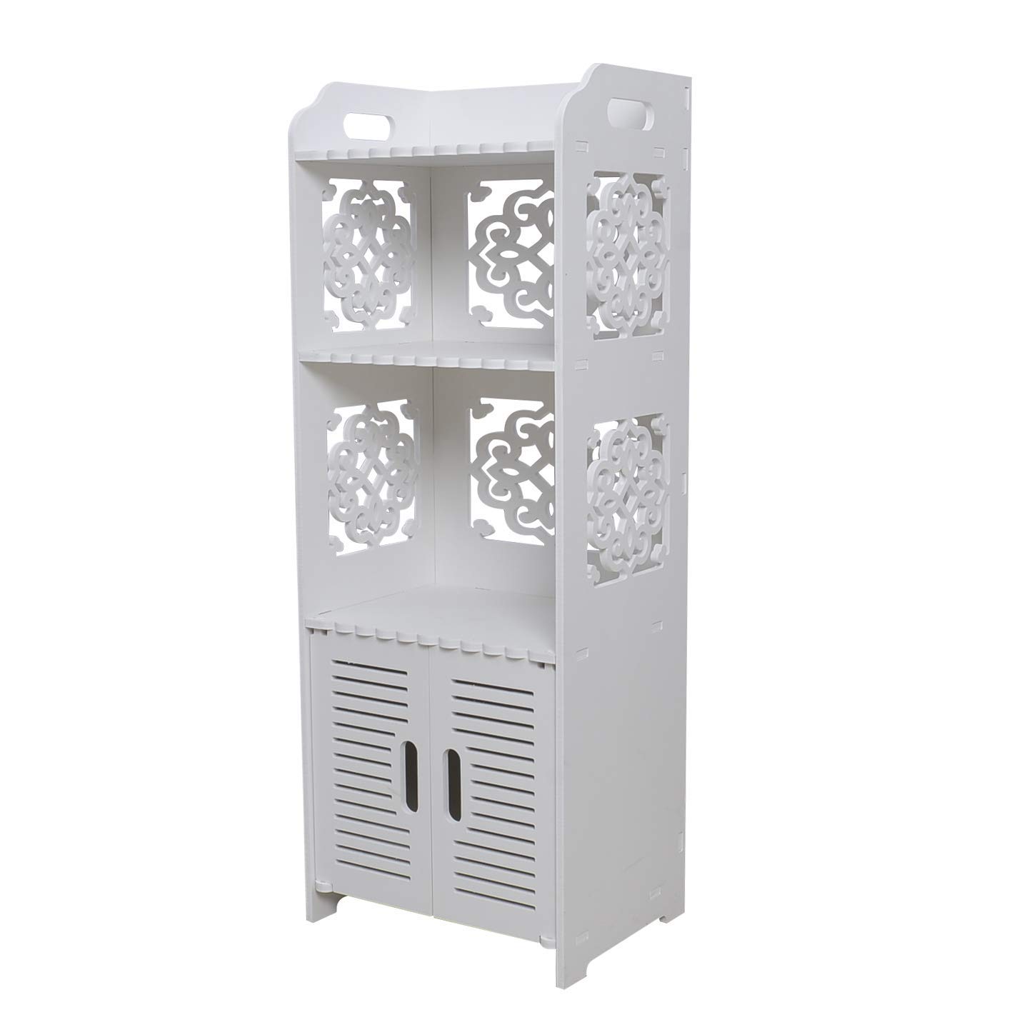 Bathroom Storage Cabinet Floor Standing Waterproof Organizer Rack Book Shelf White Robust Bathroom Furniture for Living Room Bedroom, Kitchen Hallway Silm Tall Cupboard Home Store