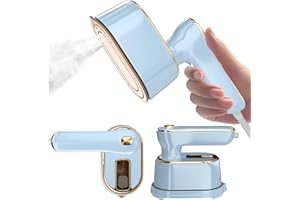 QUUEJENL Travel Steamer Iron for Clothes Mini - Portable Ironing Machine Travel Small Size Portable Steamer Travel College Dorm Home Essentials Steamer for Clothes (SkyBlue)