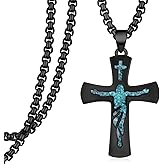 Zoxuxiwu Cross Necklace for Men 925 Sterling Silver Black Cross Necklace Religious Jewelry Gifts for Men