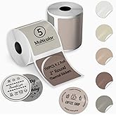 300Pcs 2 Inch Round Thermal Labels for Label Maker, Beige-Brown Series Thermal Stickers for Bakery, Candles, Cafe, 2x150Pcs/ Roll Circle Labels Compatible with PL70E/ PL80E/ Y812/ X1038 Label Printer