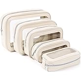 YOPCDJ 5PCS Diaper Bag Organizer Pouch Set, TSA Approved Toiletry Bag,Clear Waterproof TPU Makeup Bag Set Travel Organizer Bags for Women and Kids Valentines Day Gifts