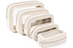 YOPCDJ 5PCS Diaper Bag Organizer Pouch Set, TSA Approved Toiletry Bag，Clear Waterproof TPU Makeup Bag Set Travel Organizer Bags for Women and Kids Christmas Gift