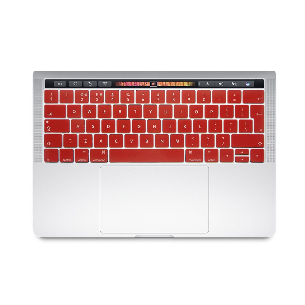 Se7enline Compatible with Macbook Keyboard Cover for MacBook Pro 13/15 inch Retina Display With Touch Bar Version 2016/2017/2018/2019/2020 Macbook Keyboard Cover Skin 13 inch (UK Layout), Red