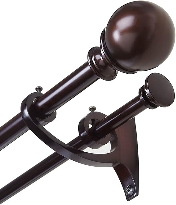 Umbra Diverge Double Curtain Metal Drapery Rod Includes Finials, Brackets & Hardware