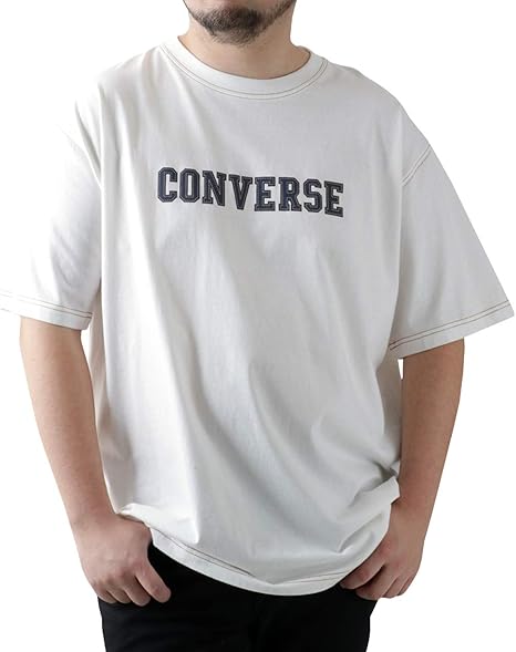 Amazon コンバース 配色ステッチ 大きいサイズ Tシャツ メンズ 半袖 無地 刺繍プリント おおきいサイズ カットソー インナー トップス てぃーしゃつ ロゴ プリント ゆったり Tシャツ カットソー 通販
